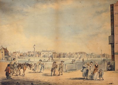 Brighton, con la biblioteca circolante di Miss Widgett, Marlborough House, il Castle Inn e le Assembly Rooms e il Marine Pavilion da John Nixon