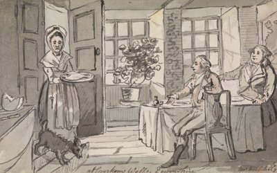 Figure Sedute a un Tavolo che Vengono Servite Cibo, Crockem Wells, Devonshire da John Nixon