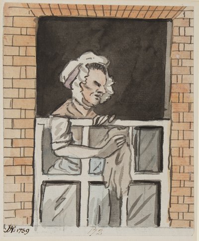 Cameriera che pulisce la finestra, 1789 da John Nixon