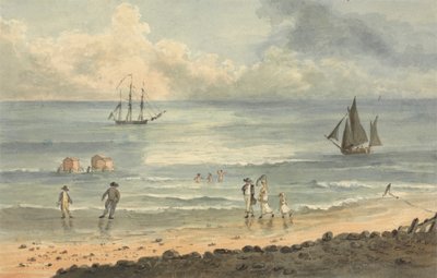 Sulla sabbia a Brighton: figure che camminano sulla riva da John Nixon
