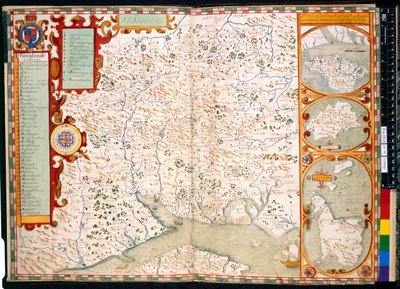 Southampton, Hampshire: Descrizione di, di J. Norden, con mappa: 1595 da John Norden