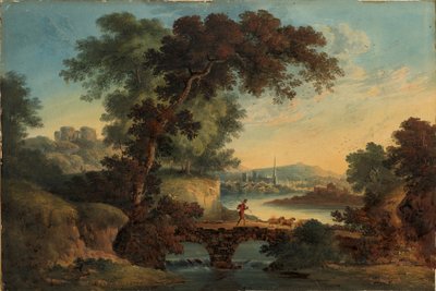 Paesaggio con castello e ponte, circa 1808-20 da John Oldfield