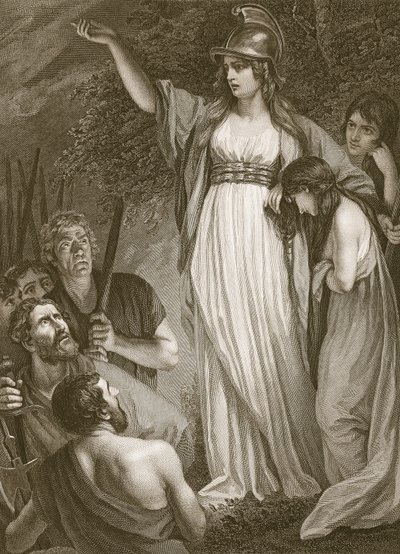 Boadicea arringa i Britanni, inciso da Sharp, illustrazione da 
