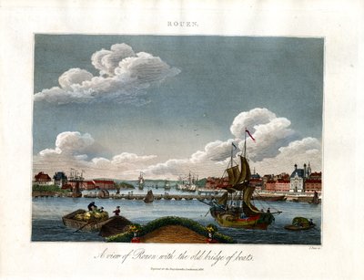 Veduta di Rouen con il Vecchio Ponte delle Barche da John Pass