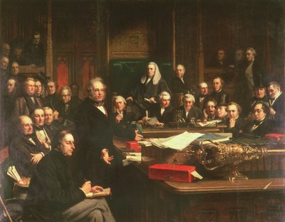 Lord Palmerston che si rivolge alla Camera dei Comuni durante i dibattiti sul Trattato di Francia nel febbraio 1860, 1863 da John Phillip