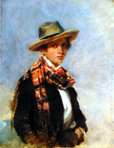 Ritratto di un giovane con una sciarpa scozzese da John Phillip