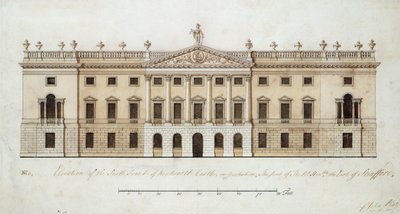 Castello di Wentworth, progetto per la facciata sud, c.1760 da John Platt