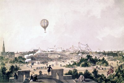 Una mongolfiera sopra Fancy Fair, Princess Park, Liverpool, agosto 1849 da John R. Isaac