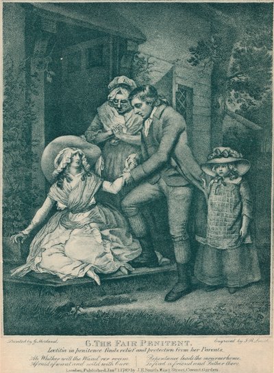 La penitente: Laetitia trova sollievo e protezione dai suoi genitori, 1789 da John Raphael Smith
