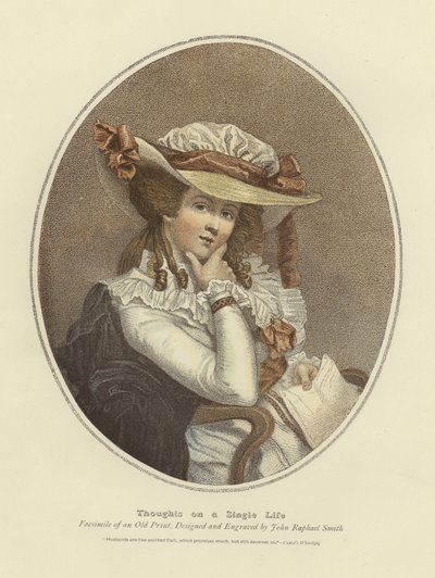 Pensieri su una vita da single (incisione a colori) da John Raphael Smith