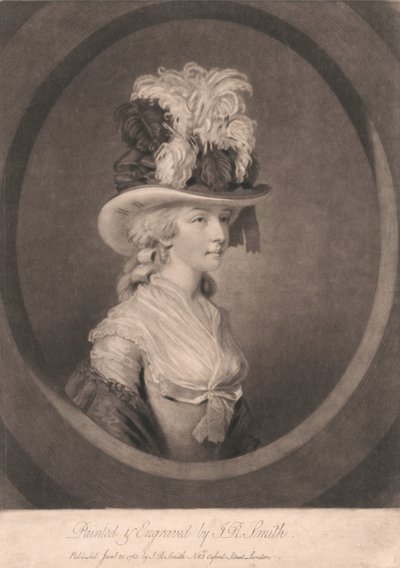Giovane donna con cappello piumato da John Raphael Smith