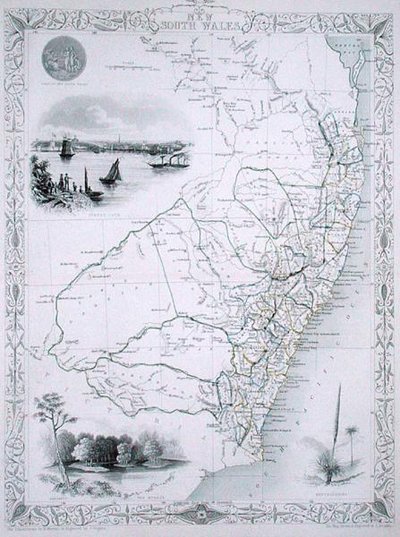 Nuovo Galles del Sud, da una serie di mappe mondiali pubblicate da John Tallis & Co., Londra e New York da John Rapkin