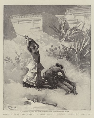 Illustrazione per la nuova storia di H Rider Haggard, intitolata La figlia di Montezuma da John Reinhard Weguelin