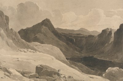 Paesaggio montano con un pastore da John Renton