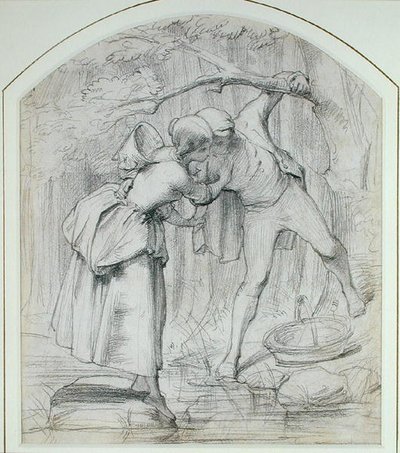 La traversata, c.1860 (matita su tavola) da John Richard Clayton