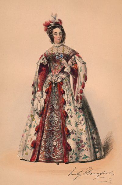 Emily Duchessa di Beaufort in costume per il Ballo in Costume della Regina Vittoria, 12 maggio 1842, 1843 da John Richard Coke Smyth