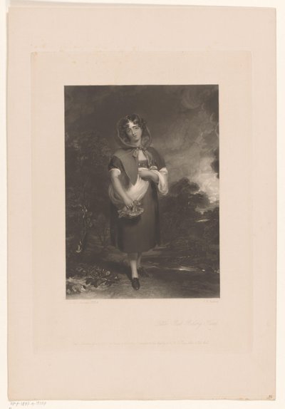 Giovane donna con cappuccio e un cesto in un paesaggio da John Richardson Jackson
