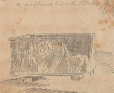 Un sarcofago dietro il palazzo da John Robert Cozens