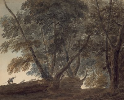 Il capraio: Vista sulla Galleria di Sopra sopra il Lago di Albano da John Robert Cozens