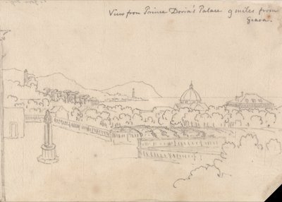 Vista dal Palazzo del Principe Doria, a 9 miglia da Genova da John Robert Cozens