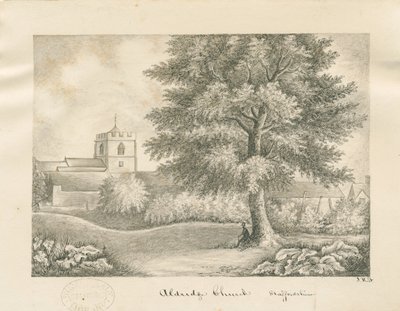Chiesa di Aldridge: disegno a penna e lavaggio, nd [19° sec.] da John Robert Fernyhough