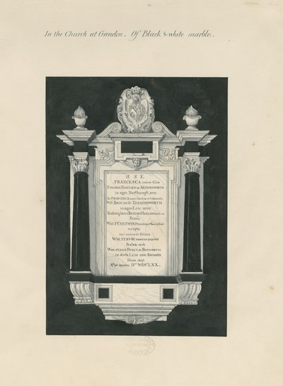 Ingestre - tavoletta a Frances (Hesilrig) Chetwynd da John Robert Fernyhough
