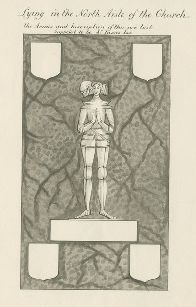 Figura in ottone [Sir James Lee]: disegno a penna e lavaggio, nd [XIX sec] (disegno) da John Robert Fernyhough