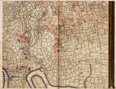 Mappa di Bow, Stratford, Blackwall e Plaistow da John Rocque