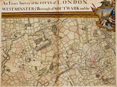 Mappa di Willesden e Hampstead da John Rocque