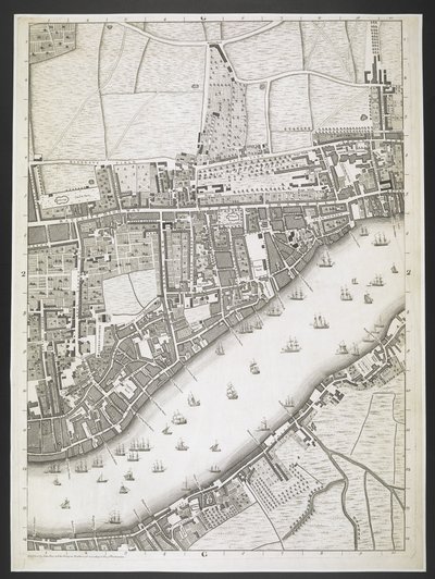 Piano di Londra, Ratcliff highway, Upper Shadwell road, un piano delle città di Londra e Westminster, e del borgo di Southwark; : con gli edifici contigui; Da un