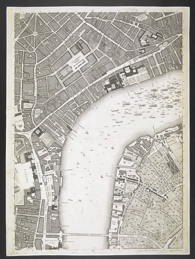 Piano di Londra, The Strand, Westminster bridge, un piano delle città di Londra e Westminster, e del borgo di Southwark; : con gli edifici contigui; Da un