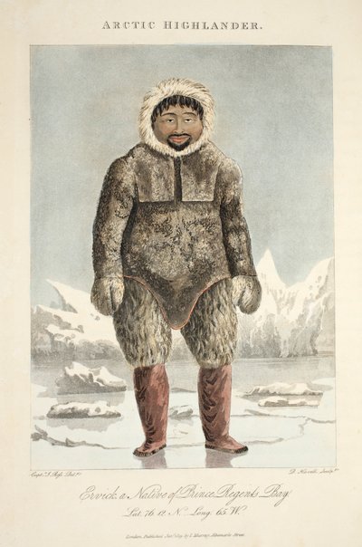 Esquimese artico, Ervick, un nativo della baia del Principe Reggente, illustrazione da 