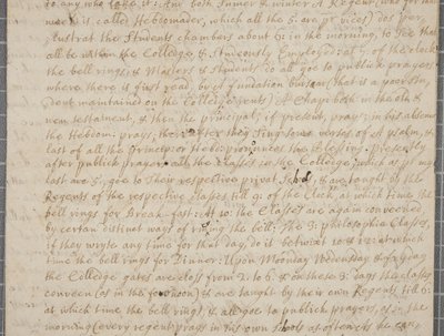 Lettera di John Row, studente a St Andrews, a suo zio, 1691 da John Row