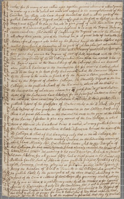 Lettera di John Row, studente a St Andrews, a suo zio, 1691 da John Row