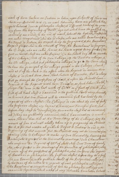 Lettera di John Row, studente a St Andrews, a suo zio, 1691 da John Row