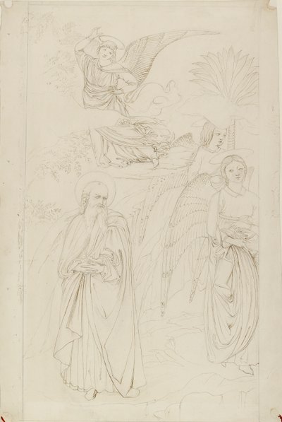 Disegno di Abramo che si separa dagli angeli da Benozzo Gozzoli, 1845 da John Ruskin