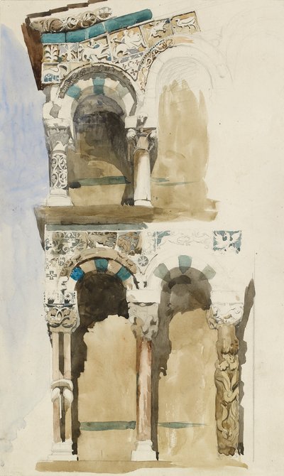 Parte della facciata della distrutta Chiesa di San Michele in Foro, Lucca, 1846 da John Ruskin