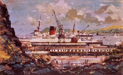 Scena del porto di Fishguard da John S. Smith