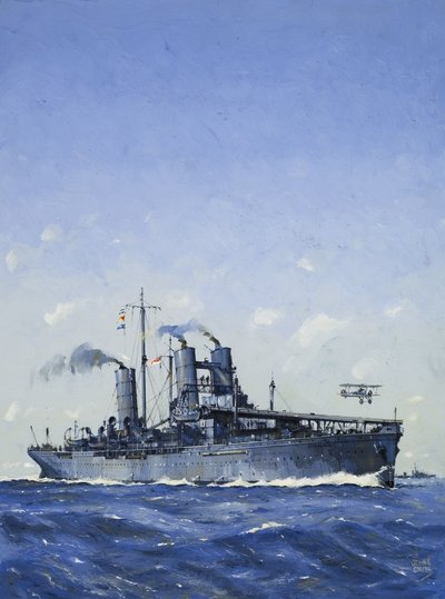 HMS Campania (gouache su carta) da John S. Smith