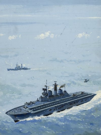 HMS Invincible (gouache su carta) da John S. Smith