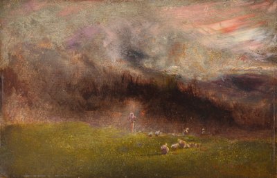 Pecore nella tempesta (olio su tavola) da John Samuel Raven