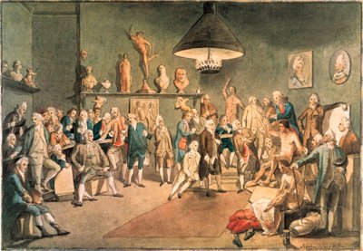 Gli accademici della Royal Academy di Londra, copia di un dipinto di Johann Zoffany (1733-1810) da John Sanders