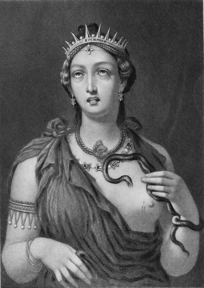 Cleopatra VII, incisione in acciaio del dipinto a encausto ritrovato a Villa Adriana nel 1818 da John Sartain