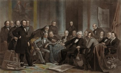 Uomini di progresso e di invenzione (presso la Cooper Union, 1857) da John Sartain