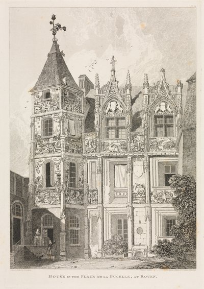 Antichità Architettoniche della Normandia (Vol. II), Tav. 64: Casa nella Place de la Pucelle, a Rouen da John Sell Cotman
