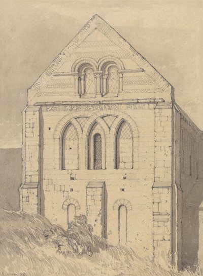 Chiesa di Graville presso Havre de Grace, Normandia: Fine del transetto nord da John Sell Cotman