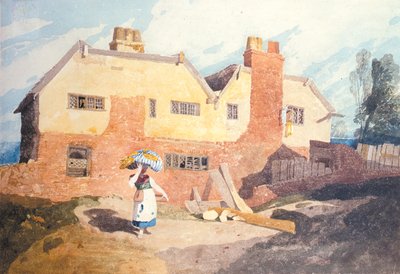 Cottage con una Lavandaia (Elm Hill, Norwich) c.1808-9 da John Sell Cotman
