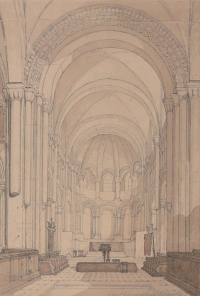 Estremità della chiesa abbaziale di Saint-Georges de Boscherville, vicino a Rouen, in Normandia da John Sell Cotman