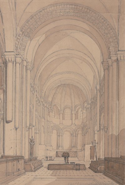 Estremità orientale della chiesa abbaziale di Saint Georges de Bocherville, vicino a Rouen, Normandia da John Sell Cotman