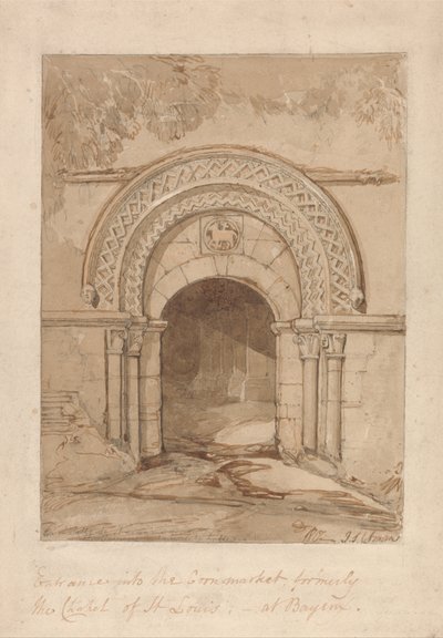 Ingresso del Cornmarket, ex cappella di San Luigi, a Bayeux da John Sell Cotman